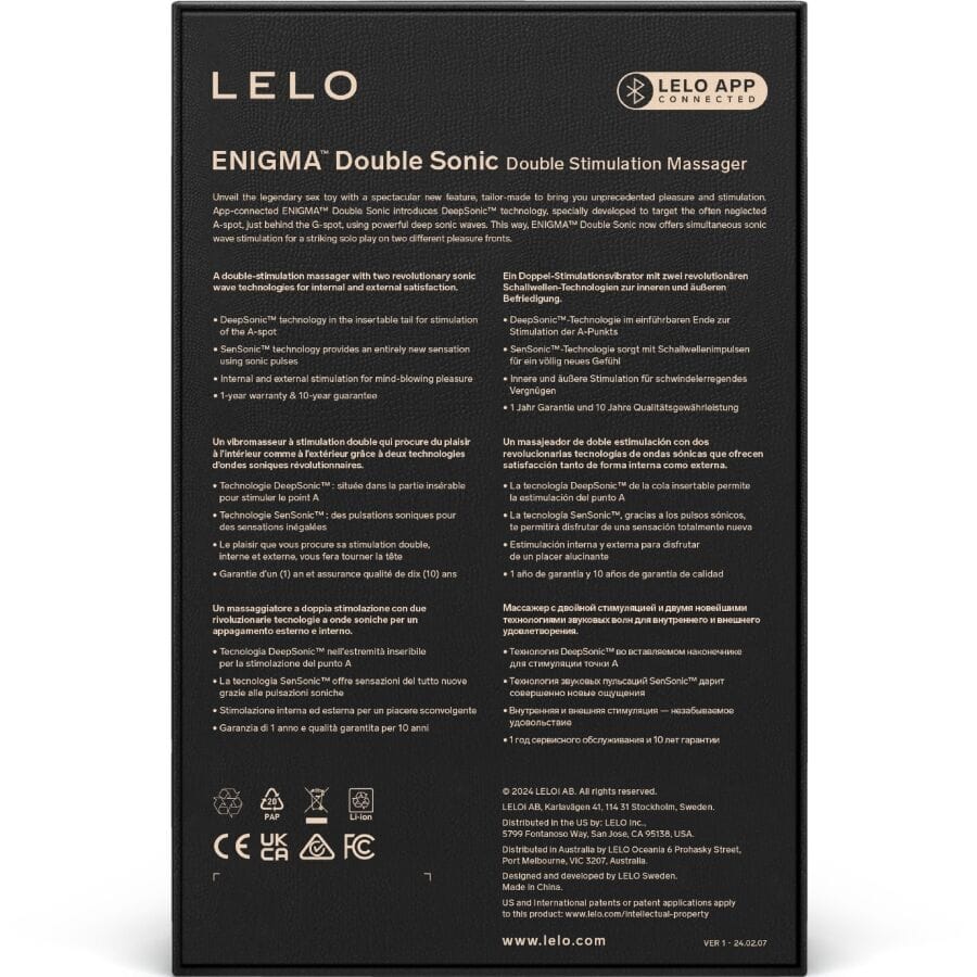 LELO - ENIGMA DOUBLE SONIC VIBRADOR PUNTO G NEGRO - Imagen 5