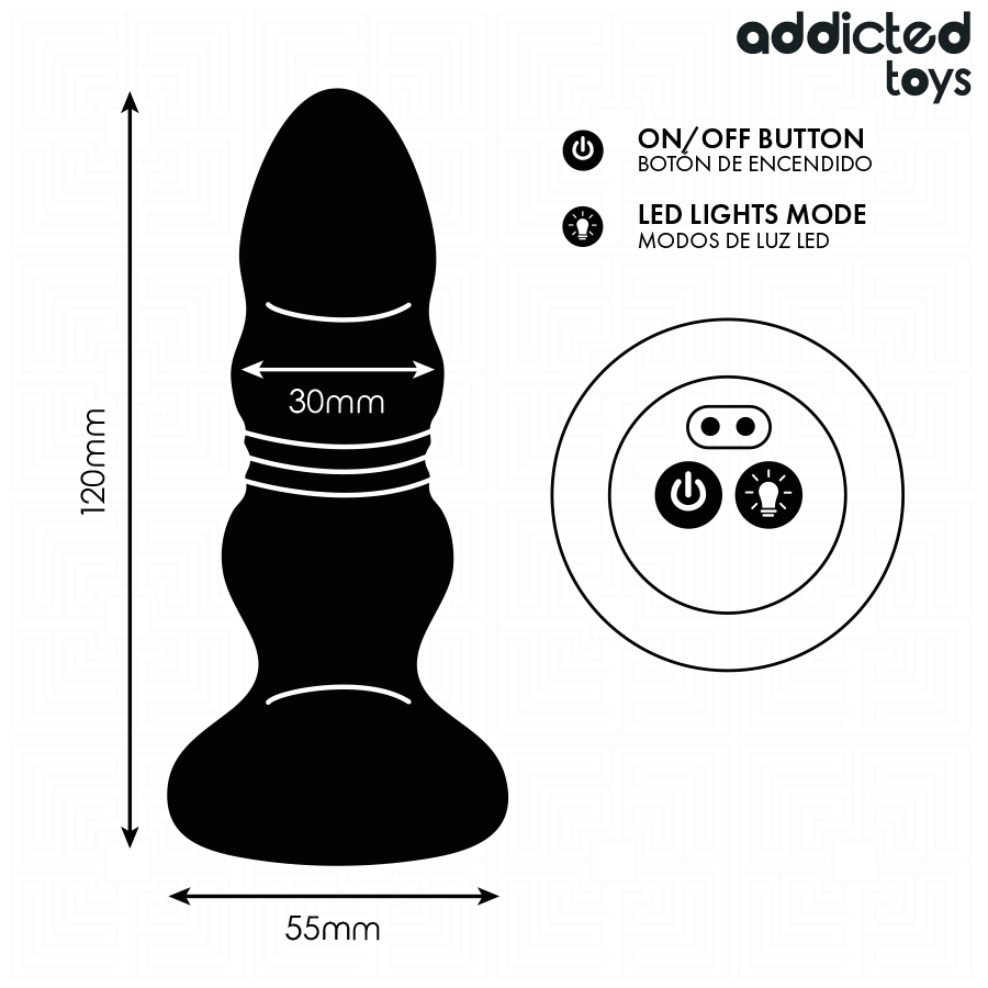 ADDICTED TOYS - PLUG ANAL VIBRADOR THRUSTING Y LUZ LED CONTROL REMOTO - Imagen 5